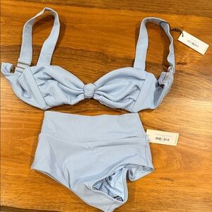 Montce Light Blue Ribbed Bikini Set brand new with tags
